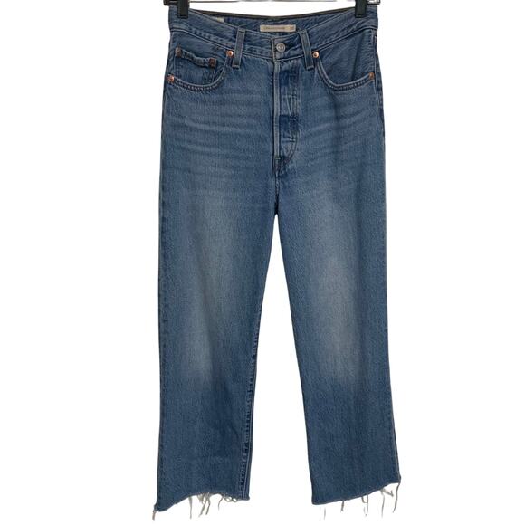 Levi's Premium Ribcage Straight Raw Hem Womens Size 27 - Picture 1 of 13